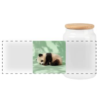 264 Pandas - Panorama Keksdose mit Holzdeckel - Weiß - Vorne