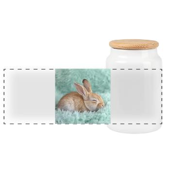 268 Hase - Panorama Keksdose mit Holzdeckel - Weiß - Vorne