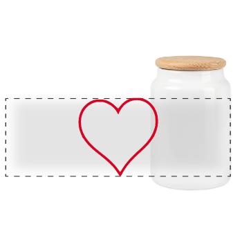 Valentines Red Heart, Valentine's Day - Panoramic Cookie Jar with Wooden Lid - white - Front