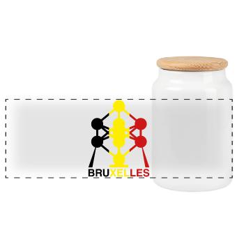 Icône des couleurs du drapeau belge de l’Atomium Bruxelles - Boîte à biscuits avec couvercle en bois - blanc - Devant