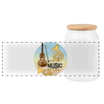 Instruments de musique - Boîte à biscuits avec couvercle en bois - blanc - Devant