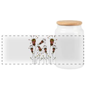 Flowers - Panoramic Cookie Jar with Wooden Lid - white - Front