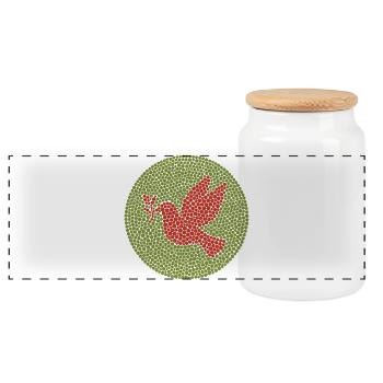 Colombe de la Paix dans le style Ishihara – Chemise artistique - Boîte à biscuits avec couvercle en bois - blanc - Devant
