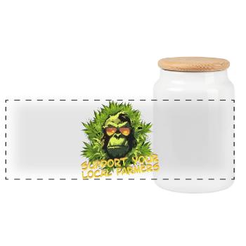 Support your local farmers - Panoramic Cookie Jar with Wooden Lid - white - Front