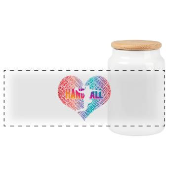 Handball Player Heart - Panoramic Cookie Jar with Wooden Lid - white - Front
