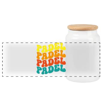 Pádel Vintage - Panoramic Cookie Jar with Wooden Lid - white - Front