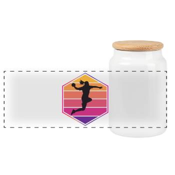 Silhouette de la femme handball - Boîte à biscuits avec couvercle en bois - blanc - Devant