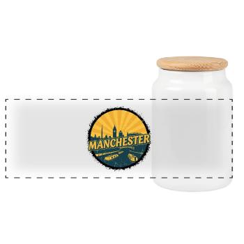 Insigne du canal vintage de la Skyline de la ville de Manchester - Boîte à biscuits avec couvercle en bois - blanc - Devant