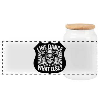Line Dance Skull Western Shirt - Panoramic Cookie Jar with Wooden Lid - white - Front