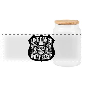 LineDance Skull Cowboy Boots - Panoramic Cookie Jar with Wooden Lid - white - Front