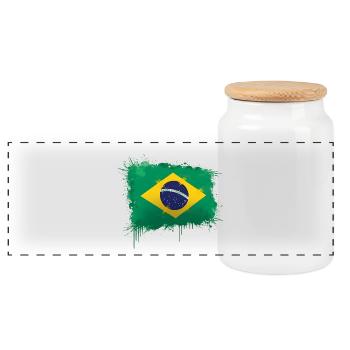 Art du drapeau brésilien - design du drapeau brésilien - Boîte à biscuits avec couvercle en bois - blanc - Devant