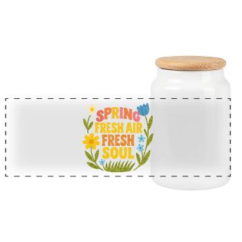 Citation de printemps - Boîte à biscuits avec couvercle en bois - blanc - Devant