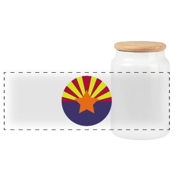 Drapeau rond de l’Arizona - Boîte à biscuits avec couvercle en bois - blanc - Devant