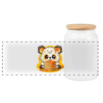 Caramel Panda Pancakes - Boîte à biscuits avec couvercle en bois - blanc - Devant