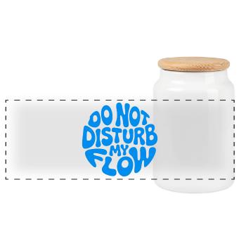 Do Not Disturb My Flow - Panoramic Cookie Jar with Wooden Lid - white - Front
