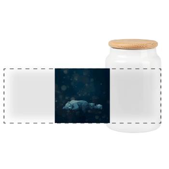 Blue Night Geometrische Eisbären - Panorama Keksdose mit Holzdeckel - Weiß - Vorne