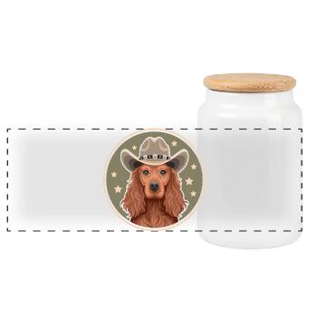 Cocker Spaniel Cowboy - Boîte à biscuits avec couvercle en bois - blanc - Devant