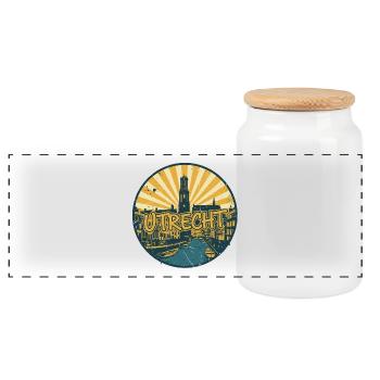 Utrecht City Skyline Retro Vintage-Abzeichen - Panorama Keksdose mit Holzdeckel - Weiß - Vorne