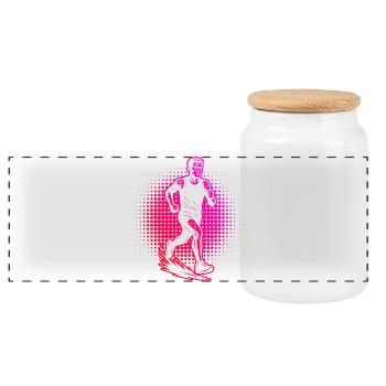 Running Love Clear Look for Racing - Panoramic Cookie Jar with Wooden Lid - white - Front