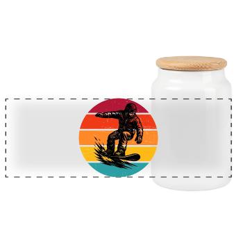 Simple Snowboard Idee für Snowboard - Panorama Keksdose mit Holzdeckel - Weiß - Vorne