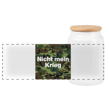 NOT MY WAR! NO CONSCIENTIOUS OBJECTOR - Panoramic Cookie Jar with Wooden Lid - white - Front