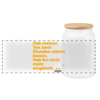 TEA TIME LOVER, FOR ALL FANS OF TEA WITH HUMOR - Panoramic Cookie Jar with Wooden Lid - white - Front