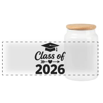 PROMOTION 2026 Diplômés Études de Fin d’Études - Boîte à biscuits avec couvercle en bois - blanc - Devant