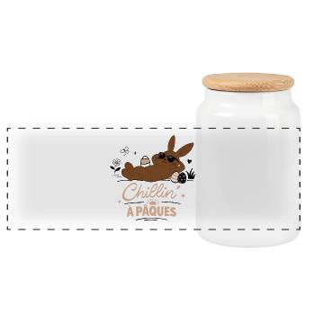Lapin de Pâques  - Boîte à biscuits avec couvercle en bois - blanc - Devant