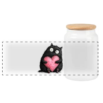 Amour des chats - Boîte à biscuits avec couvercle en bois - blanc - Devant