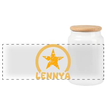 Lennya as a given name - Panoramic Cookie Jar with Wooden Lid - white - Front