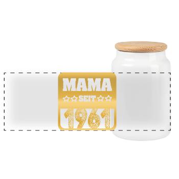 Mama 1961 - Boîte à biscuits avec couvercle en bois - blanc - Devant