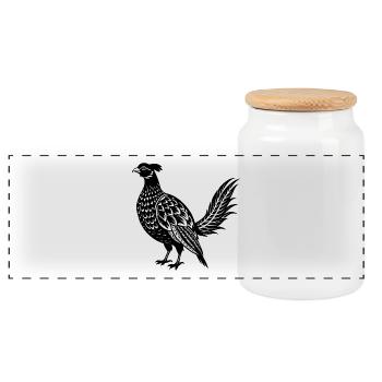 Pheasant - Panoramic Cookie Jar with Wooden Lid - white - Front