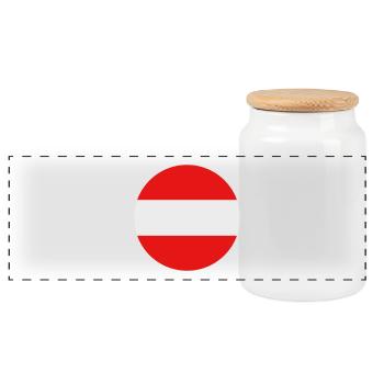 Austria round flag - Panoramic Cookie Jar with Wooden Lid - white - Front