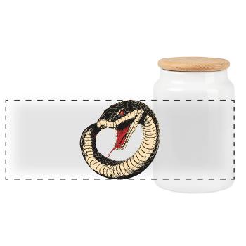 Snake - Panoramic Cookie Jar with Wooden Lid - white - Front