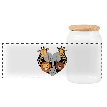 Love of animals - Panoramic Cookie Jar with Wooden Lid - white - Front