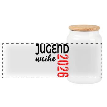 Geschenke zur Jugendweihe 2026 - Panorama Keksdose mit Holzdeckel - Weiß - Vorne