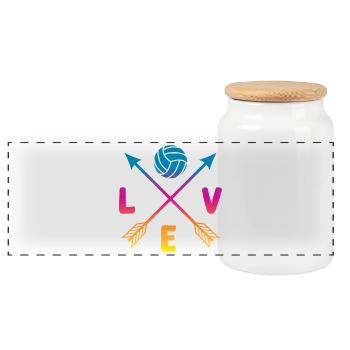 Volleyball Love - Panoramic Cookie Jar with Wooden Lid - white - Front