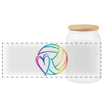 Volleyball Love - Panoramic Cookie Jar with Wooden Lid - white - Front