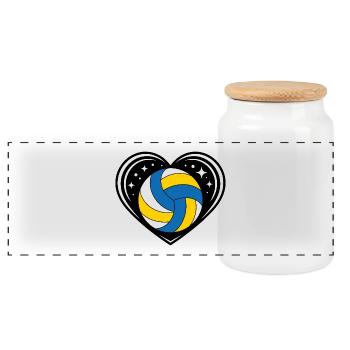 Volleyball Galaxy - Panoramic Cookie Jar with Wooden Lid - white - Front