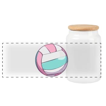 Volleyball vintage - Panoramic Cookie Jar with Wooden Lid - white - Front
