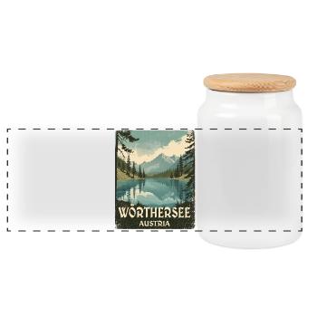 Lac de Wörthersee - Boîte à biscuits avec couvercle en bois - blanc - Devant