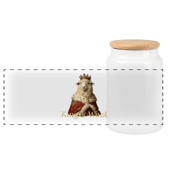 King of Wool - Panoramic Cookie Jar with Wooden Lid - white - Front