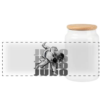 Judo - Boîte à biscuits avec couvercle en bois - blanc - Devant