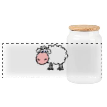 Sheep - Panoramic Cookie Jar with Wooden Lid - white - Front