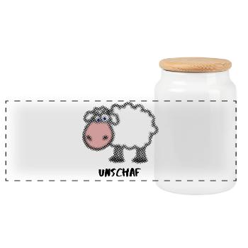 Sheep - Panoramic Cookie Jar with Wooden Lid - white - Front