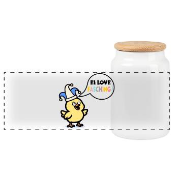Egg Carnival Chickens Costumes - Panoramic Cookie Jar with Wooden Lid - white - Front