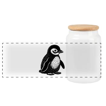 Pinguin-Baby - Panorama Keksdose mit Holzdeckel - Weiß - Vorne
