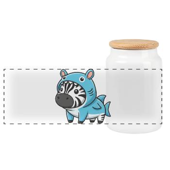 Süßes Zebra Kostüm Cartoon Hai Karneval Spaß - Panorama Keksdose mit Holzdeckel - Weiß - Vorne