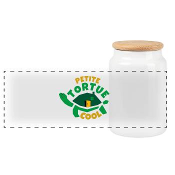 Cool Little Turtle - Panoramic Cookie Jar with Wooden Lid - white - Front