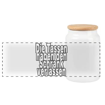 Die Tassen haben den Schrank verlassen! - Panorama Keksdose mit Holzdeckel - Weiß - Vorne